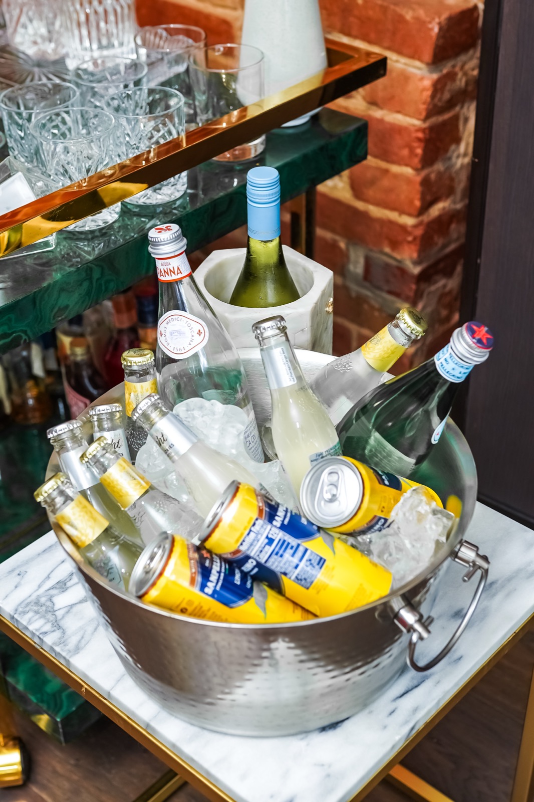 Bar cart set up for the DCZ Legal launch party.